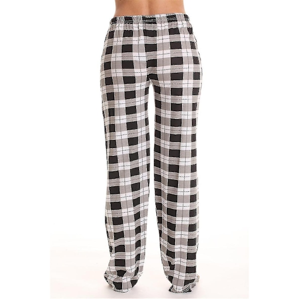 Naisten rullaavat housut taskuilla, pehmeät flanelliruudullinen pyjamahousut naisille CNMR musta-WELLNGS musta black XXL