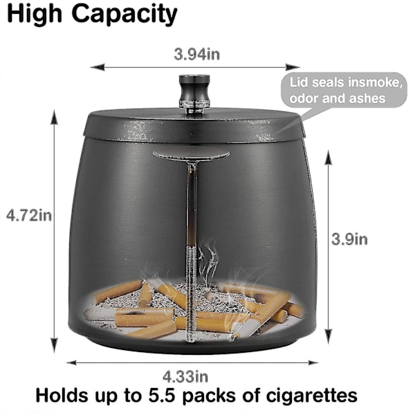Rostfritt Stålashtray Med Lock För Utomhus Vindtät Ashtray Med Halkskyddad Bas För Utomhus Och Inomhusbruk Gold L