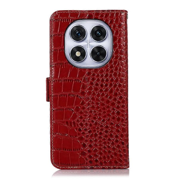 Krokodille Toplag Ko Læder Telefon Cover til Redmi Note 14 Pro 5G Red