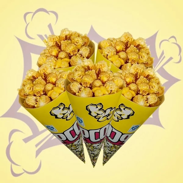 100 kpl Popcorn-paperipusseja, kartiomaiset herkkupussit popcornille ja makeisille