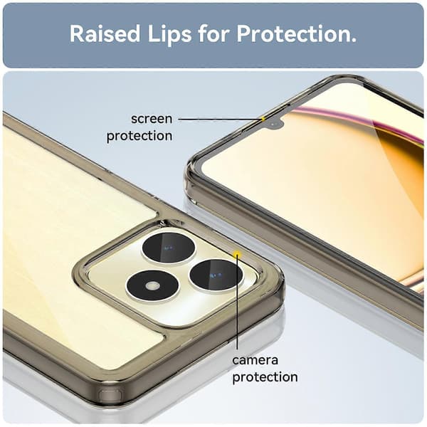 Stöttåligt mobilskal för Realme C51 Transparent Grey