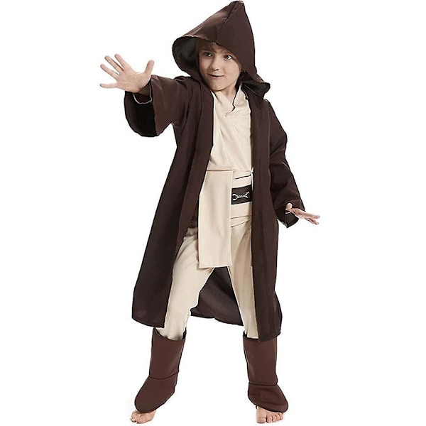 4-12-vuotiaille pojille Tähtien sota Obi-Wan Kenobi Jedi-ritarin asu Kirjaviiikko Päivä Hieno pukeutuminen Halloween-juhlat Yhtenäinen kaapu Housut Vyö Cosplay-asu 7-9 Years