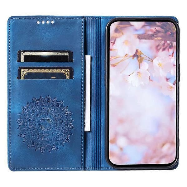 Kompatibel med Samsung Galaxy A55 5G Läderfodral Mandala Blomma Plånboksfodral Blue
