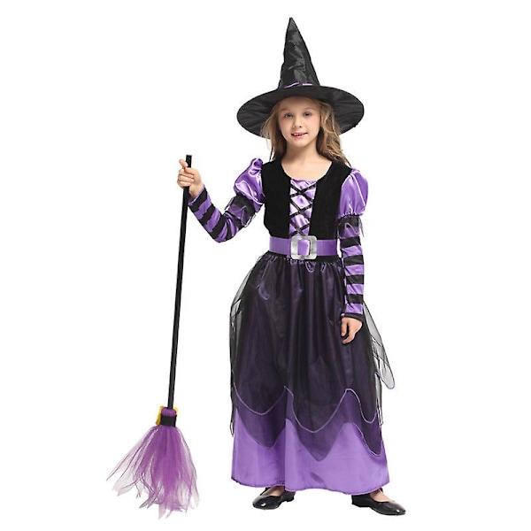 Halloween Retro Lille Heks Cosplay Barnedrakt Karneval Kostyme S