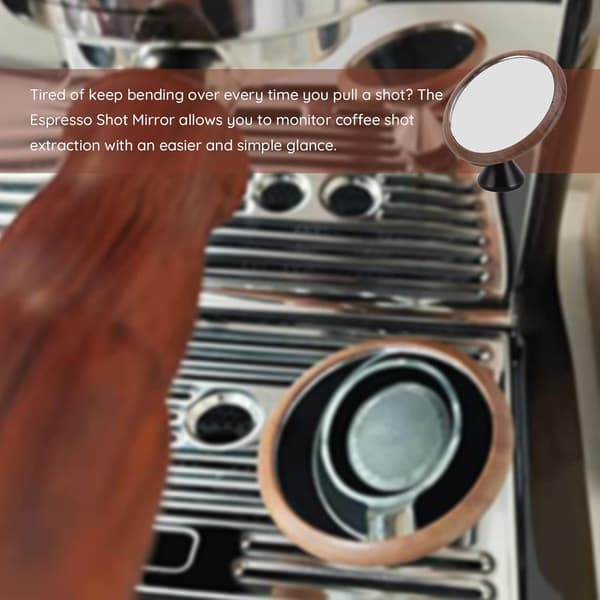 Valnöt Svart Bas Kaffeextraktion Observationsspegel, 360° Rotation Justerbar Espressospegel för att Observera Kaffeflödeshastighet