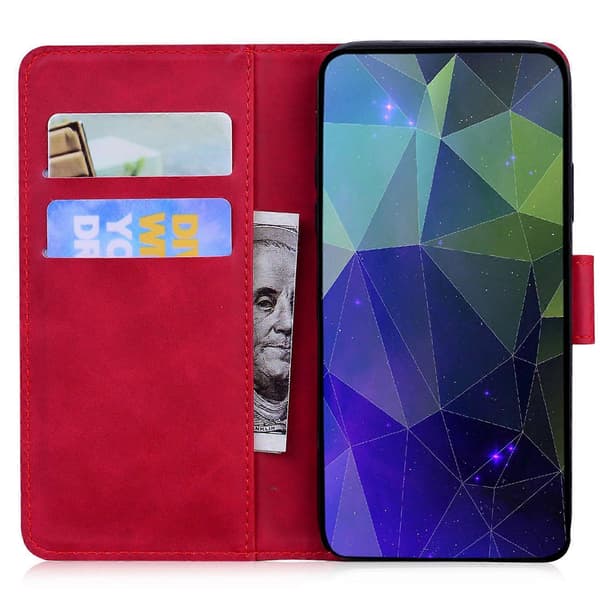 Fodral för Xiaomi Redmi Note 14S 4G Tiger Prägling Läder Plånbok Telefonskydd Red