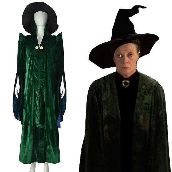 Mcgonagall Professor Green Robe Kostym Halloween Party Suit_s XS