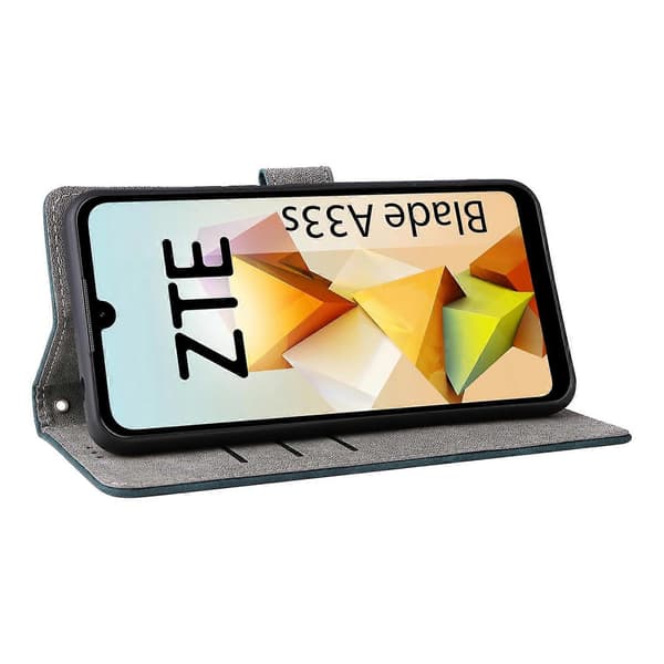 Lærveske med RFID-blokkering og stropp til ZTE Blade A33S - Multicolor Green