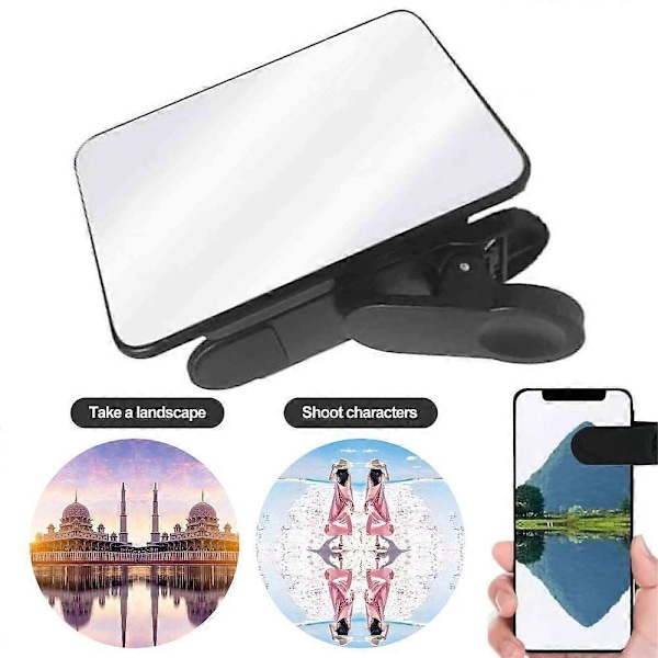 Universal Smartphone Kamera Spejlrefleksionsklips Kompakt Størrelse Simpel Installation Mobiltelefon Selfie Reflektorklips White