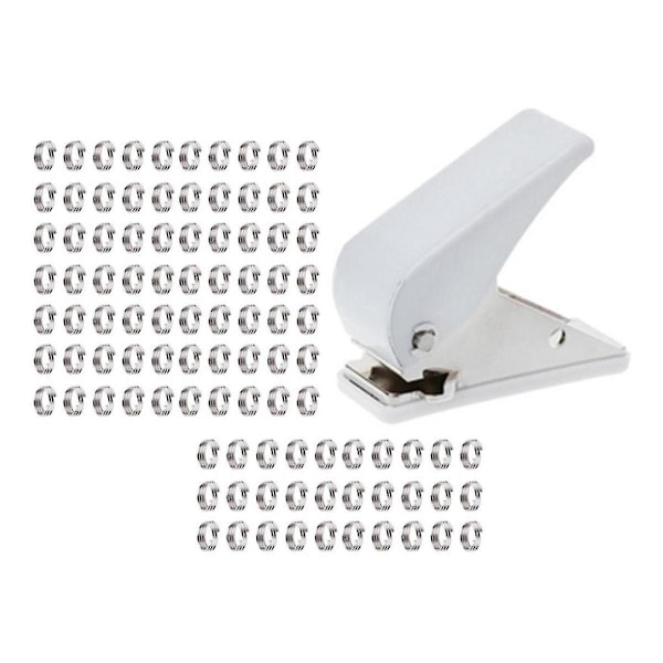 Perforerad metallring dart hållare och 100 ringar, bärbar dart vinge stans dart blad stans (vit) (101 st)