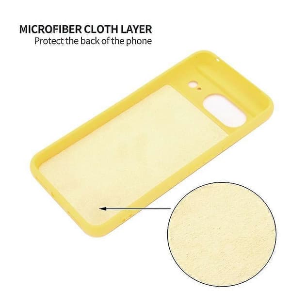 Kompatibel med Google Pixel 8 Anti-Fingeravtryck Mobilskal Flytande Silikon Mjukt Foder Baksida Yellow