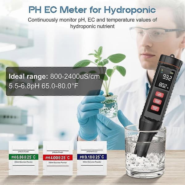 Pool Salt Tester, PH-meter, 7-i-1 TDS Salinitetstester EC Orp S.G.Temp og Ph Tester Digital (0,01 præcision) til Akvarium