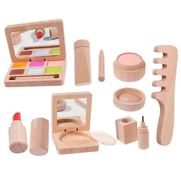 Makeup skønhedssæt til børn Træ makeup legesæt 1 sæt foregive legetøj