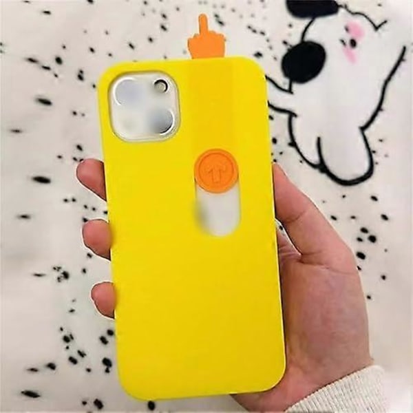 3D Printet Mellemfingerskydende Telefoncover, Sjov Spoof Telefoncover, Kreativ Venlig Geste Telefoncover til iPhone 15 Pro Max Orange