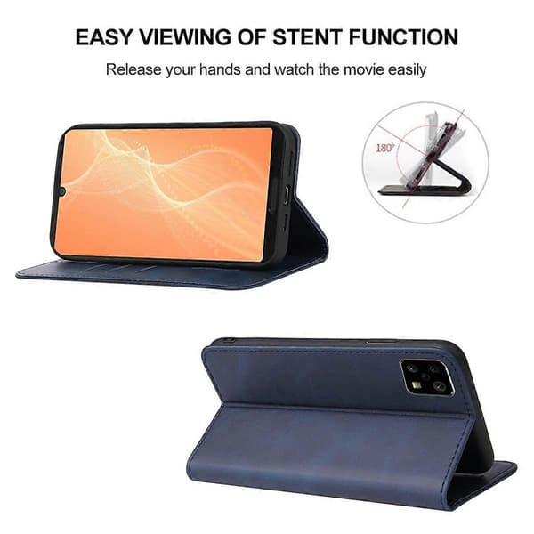 Magnetiskt läderfodral för Sharp Aquos Sense 4 Blue