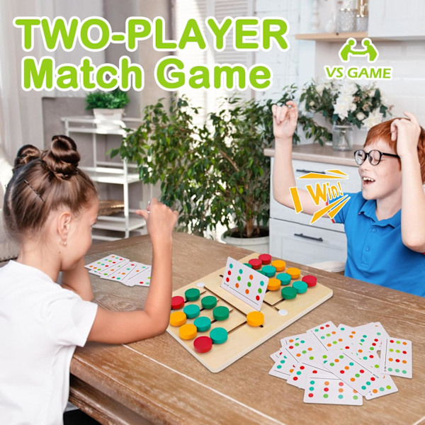 Skyde-puslespil til børn 3-7 år - Førskolelogikspil - Hjernegymnastik - Drenge og piger - 2 spillere - Lærende trælegetøj - Rejselegetøj - Gaver two player