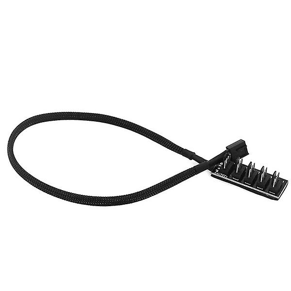 Pwm Fan Hub Splitter, 4 Pin Black Sleeved 5 Way Pc Cpu Cooling Case Fan Extension Splitter Adapter black