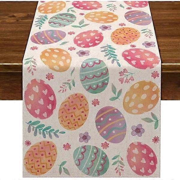 Linbordsduk Glad Påske Bordløper Vår Påskeeggdekorasjon (33 x 183 cm)