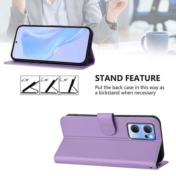 Lanyard PU Etui Til OPPO Reno7 5G Global Lavender Purple