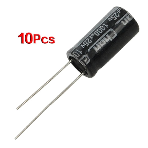 10 X 25v 1000uf 105c Elektrolytisk kondensator 10x20mm black