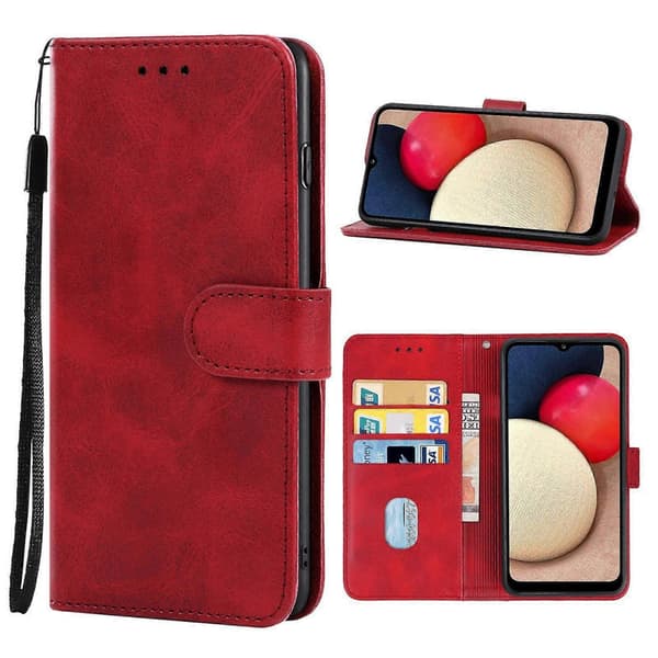 Lærveske for Samsung Galaxy A12 / A12 Nacho Red