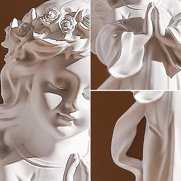 Praying Angel Staty Ornament Religious Art Resin Söt Andlig komfort Dekoration Heminredning för M