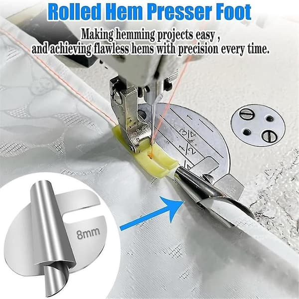 Fållvikarfot Universal 5st/förpackning 6mm-10mm Böjd Scroll, Symaskin Pressarfot Fållvikarfot
