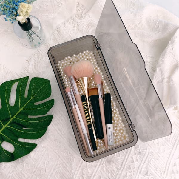 Sminkborste förvaringslåda med lock Grå Dammtät Beauty Egg