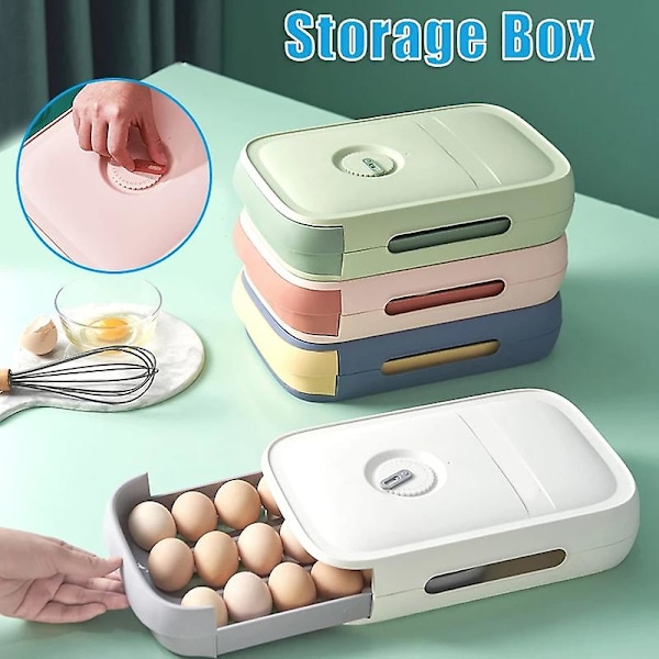 Egg Storage Box, Stackable Plastic Eggs Baskets Fridge Organisers For 18 Eggs Or More Eggs, Convenient Egg Dispenser Pink