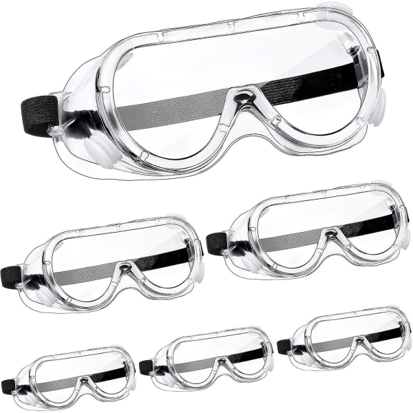 6 par Vernebriller Vernebriller Vernebriller Kjemisk sprutbestandige briller Transparente justerbare briller til hjemmet, laboratoriet