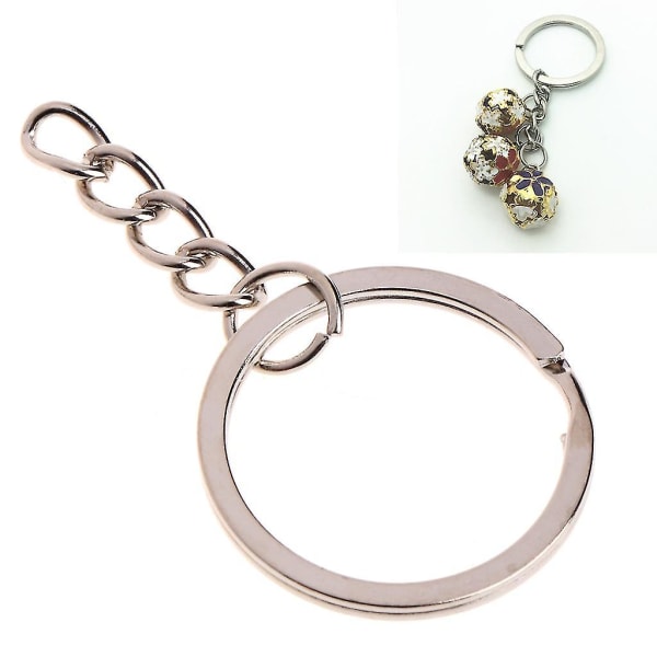 Nøkkelring i rustfritt stål 50x nøkkelring med kjedemetallløkke for å lage smykker