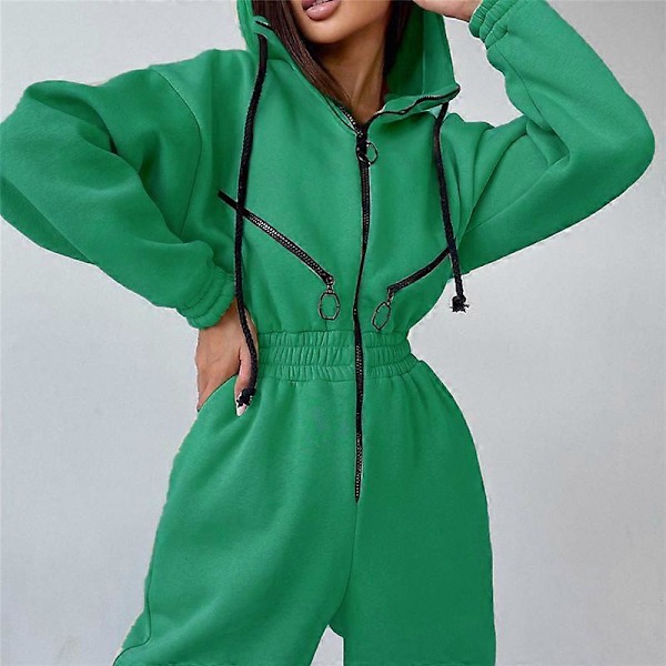 Dame Tracksuit Falsk Todelt Sæt Casual Lynlås Snøretrøje Dragt Mode Solid Løstsiddende Efterår Vinter Sweatshirt Sports Sæt Apricot S