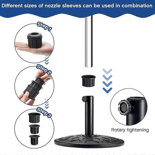 12 stk. reservedeler til paraplyfot, paraplyhullringplugg for uteplassbord i hagen Black