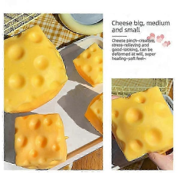 Squishy Giant Cheese Block Stress Reliever - Extra Soft, Slow Rising, Large and Fun to Squeeze JH7 A