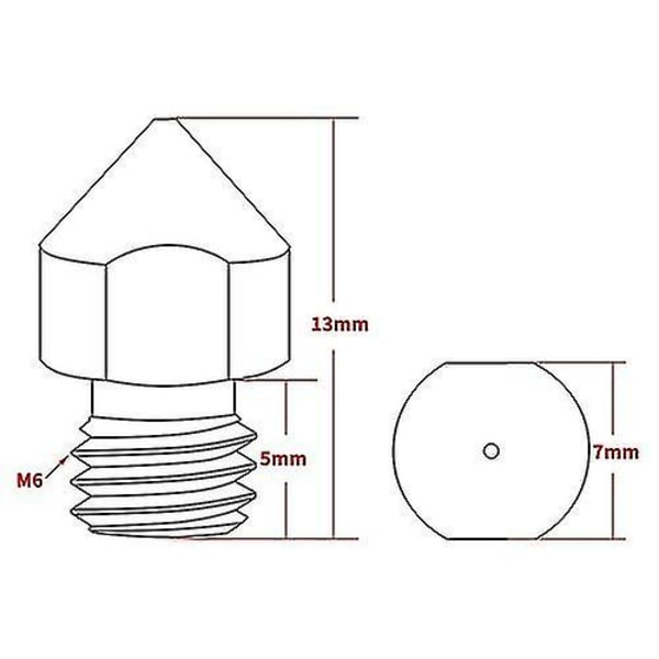 Aibecy 3D-tulostinosan osat 3 kpl Tc4 titaani-seoksen suuttimet 0,2/0,3/0,4/0,5 mm