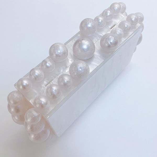 Akryl clutch veske for kvinner Crossbody veske Marmor vesker håndveske med perler