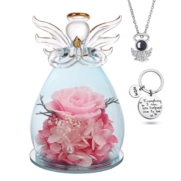 Rose Flower In Glass Angel Figurines,valentines gave til hende,rose blomster engle gaver,tak mor gaver