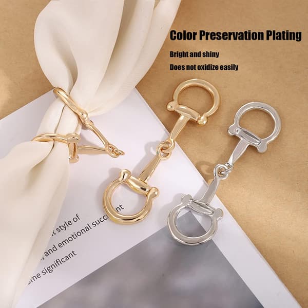 2 stk Enkle og Elegante Hestebissel Silkeskjerfspenner Ring Skjerfringer for Kvinner