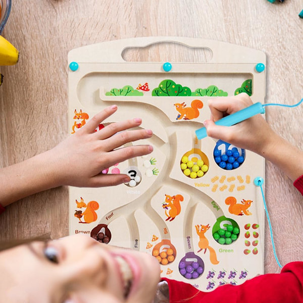 Montessori magnetiske treleker, fargematching læring tellepuslespill sorteringstavler, for gutter og jenter 3 4 5 6 år gamle
