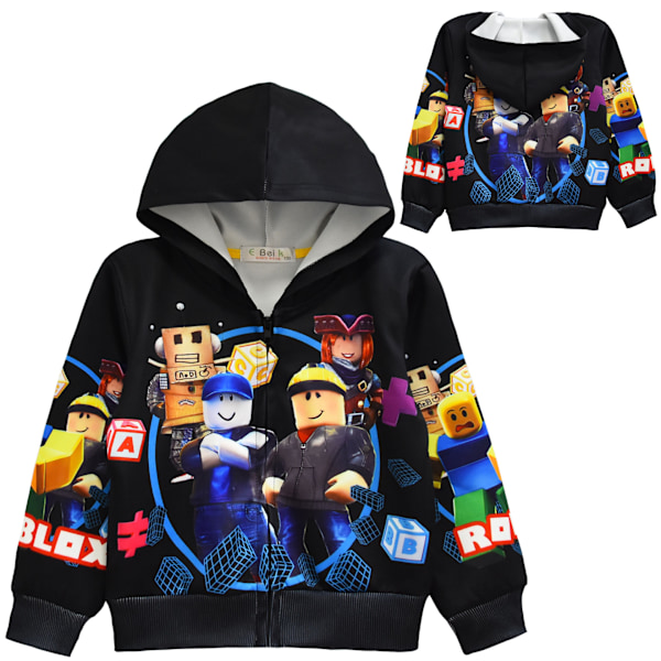 ROBLOX Børne Jakke Lynlås Hætte Cardigan Jakke black 150