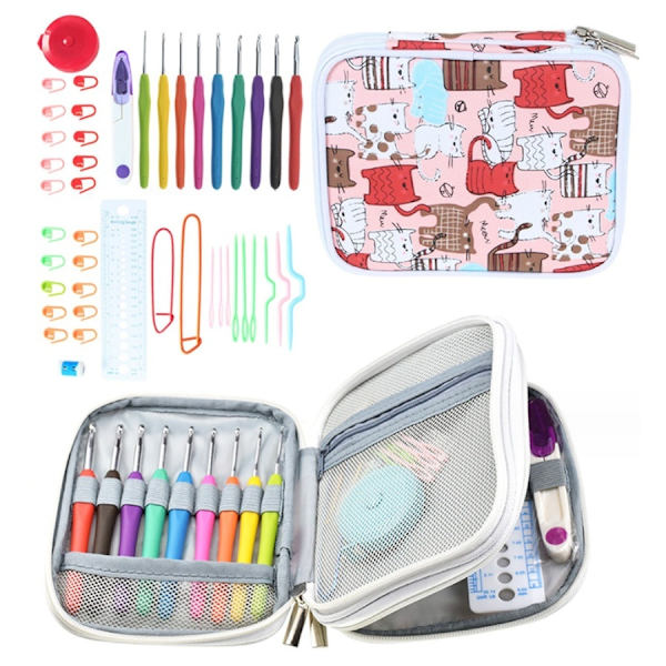 N208 - Allt i ett set med 9 st. Virknålar plus stickmarkörer, kan vara flerfärgade xixl multicolor one size