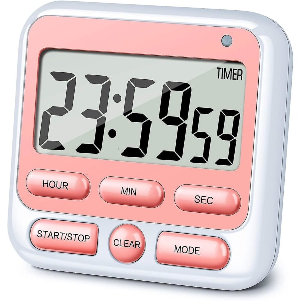 Köks digital timer med tyst/högt larmbrytare 24-timmarsklocka och alarmminnesfunktion
