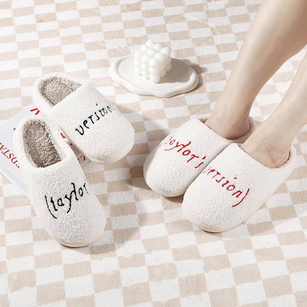 Taylor Swift Tofflor, 1989 Version's Slipper Cozy, Damtofflor i Fuzzy, 38-45 Snabb Svart Black 40-41