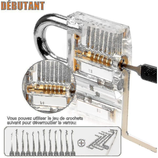 Låseplukkesæt, 30 stykker Låseplukkesæt, øvelsesværktøj med 3 klare låse