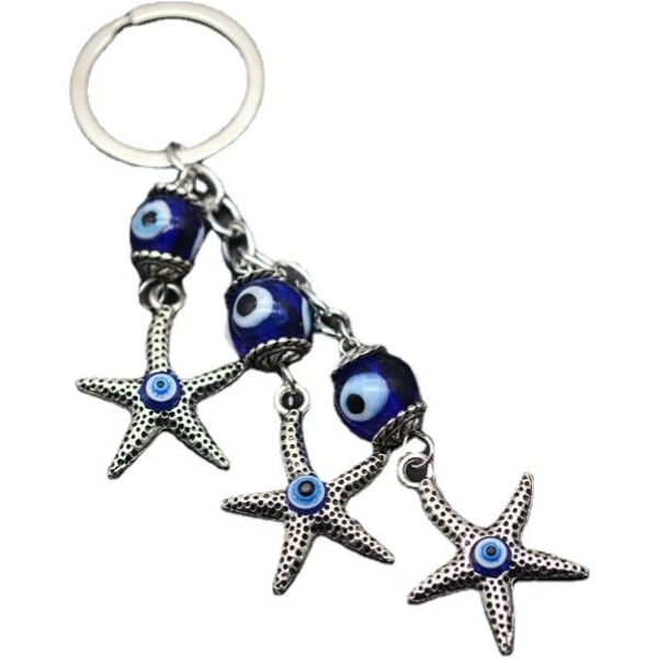 Lucky sjöstjärna formad nyckelring Devil Blue Eye nyckelring bil nyckelring charm present