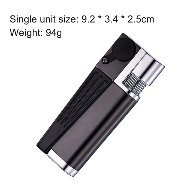Sammenleggbar Open Flame Small Lighter - Bærbar Metal Pipe Lighter For kjæreste Mann Gift Circular Black Exquisite Gift Box