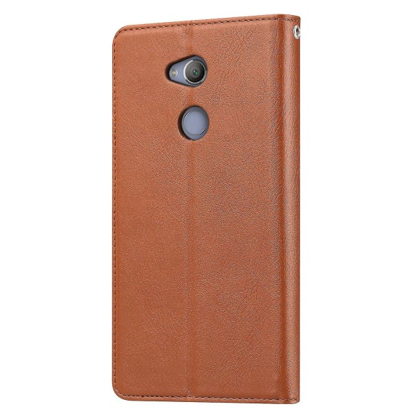 Autoabsorberat plånboksställ Läderskydd Telefonfodral för Sony Xperia Xa2 Brown Style D Sony Xperia XA2