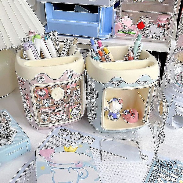 Kawaii Pennhållare Hellokitty Kuromi My Melody Dalek Cartoon Skrivbordsdekoration Stor kapacitet Neutral Penn Sminkborste Organizer