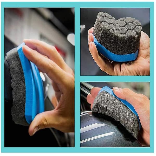 4 Delar Lättgrepp Mjuk Hex Logic Applikator Pad Däckdressing Applikator Däckglans Applikator Bilvård