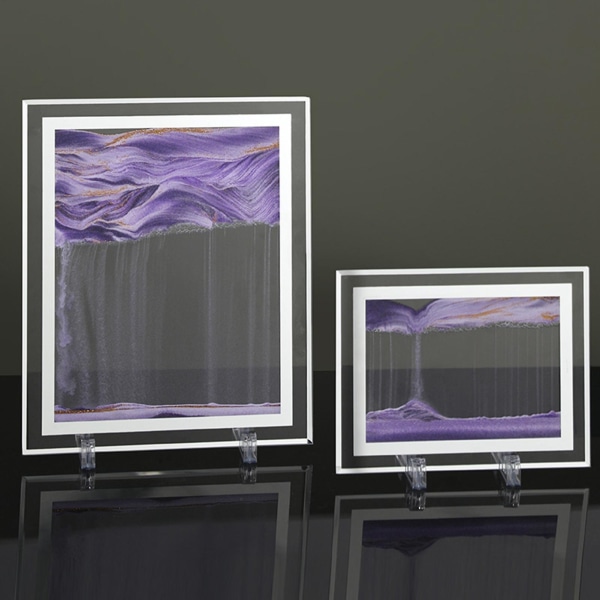 Elegant timglasmålning med 3d-effekt Vacker Lägg till omgivande glas Rörlig sandbild för skrivbordet Purple 5inch